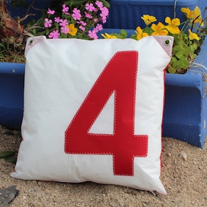 Beach Pillow Cover, Maritime Sailcloth Cushion, Decorative Pillow Cover, Reused Cushion, Nautisches Polster, Cuscino nautico, Kissenüberzug