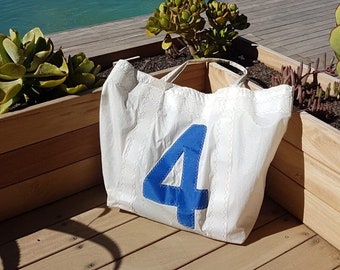 Recycled Sailcloth Handbag, Personalized Beach Bag, Sail Nautical Bag, Shoulder Bag, Sailor Totebag, Reused Sailbag, Upcycled Sail Blue Bag