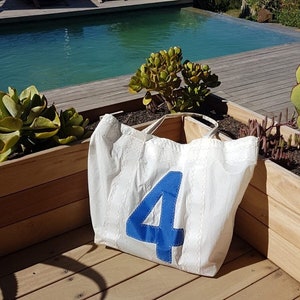 Recycled Sailcloth Handbag, Personalized Beach Bag, Sail Nautical Bag, Shoulder Bag, Sailor Totebag, Reused Sailbag, Upcycled Sail Blue Bag