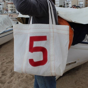 Nautical Beach Tote, Recycled Sail Handbag, Personalized Beach Totebag, Sea Bag, Beach Bag, Handcrafted Sailbag, Strandtasche Recycelt image 3