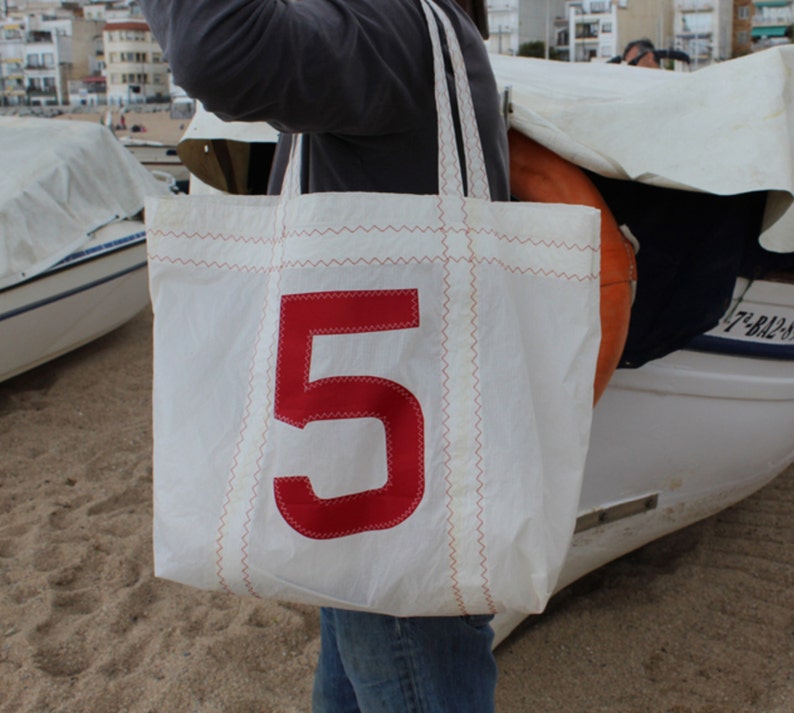 Nautical Beach Tote, Recycled Sail Handbag, Personalized Beach Totebag, Sea Bag, Beach Bag, Handcrafted Sailbag, Strandtasche Recycelt image 3