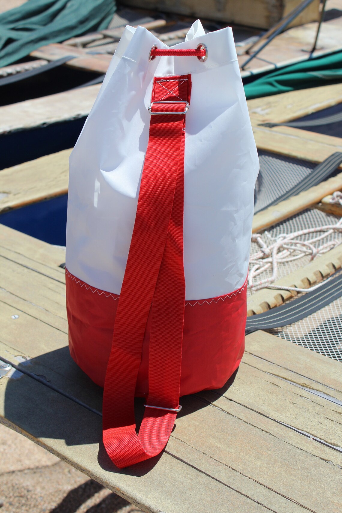 Upcycled Sail Duffel, Recycled Sail Bag, Customizable Travel Bag