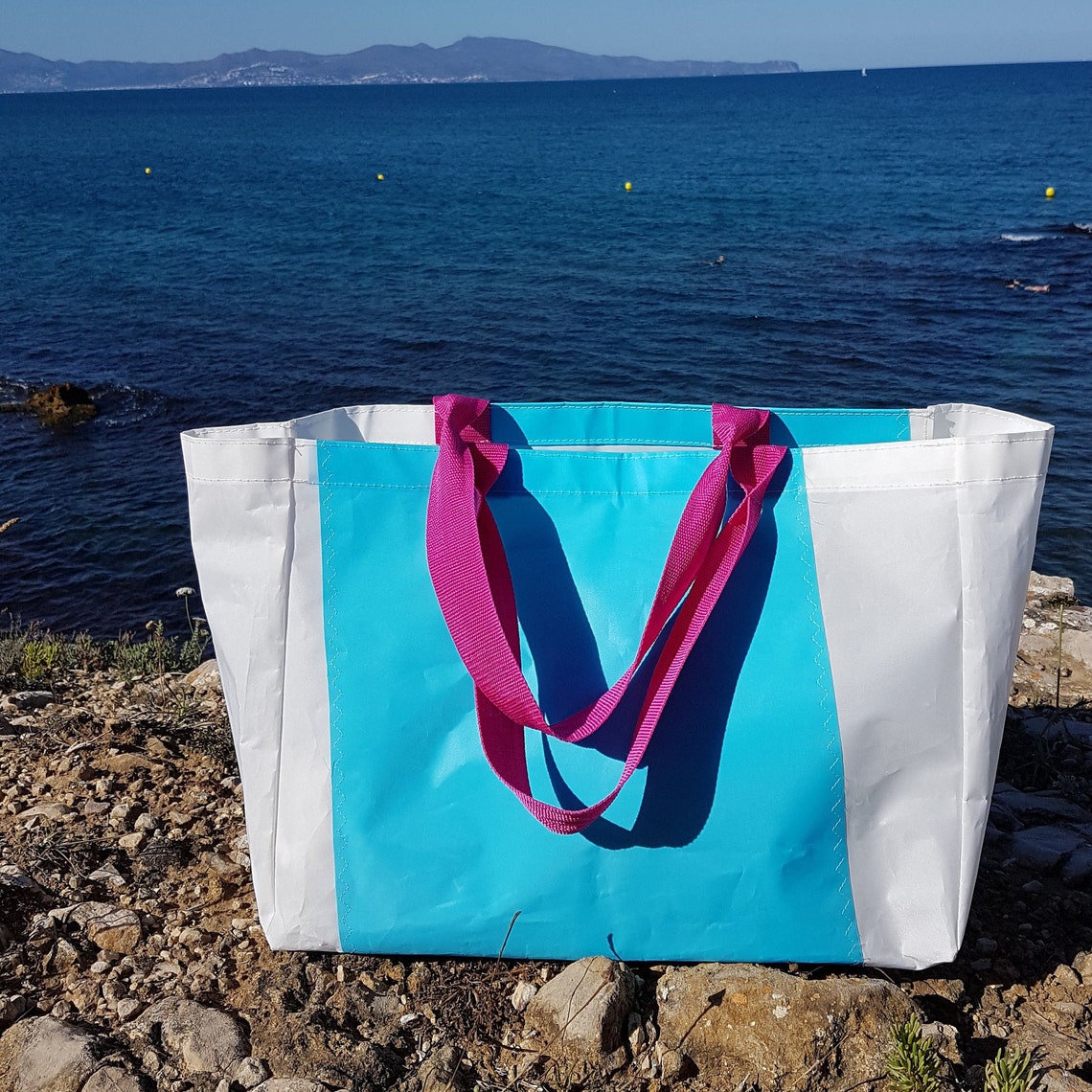 Nautical Sail Bag Big Beach Bag Sail Tote Bag Blue Handbag Etsy