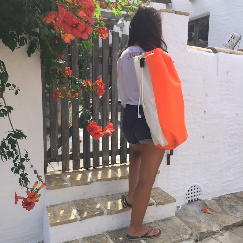 Nautical Backpack, Sailcloth Duffle, Shoulder Sailbag 33 L, Beach Duffle Bag, Backpack Recycled Sail Bag, Upcycled Sail Rucksack, Recycled Sail Duffle Bag by Aqualata