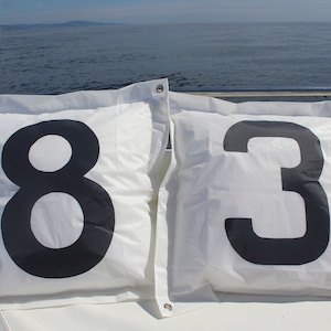 Nautical Pillow Cover, Sail Cloth Cushion, Home Decor Cushion, Sailcloth Cushion, Monogrammed Pillow, Number Cloth Pad image 3