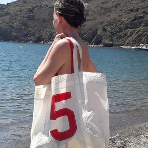 Nautical Beach Tote, Recycled Sail Handbag, Personalized Beach Totebag, Sea Bag, Beach Bag, Handcrafted Sailbag, Strandtasche Recycelt image 9