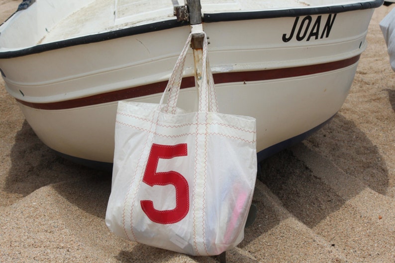 Nautical Beach Tote, Recycled Sail Handbag, Personalized Beach Totebag, Sea Bag, Beach Bag, Handcrafted Sailbag, Strandtasche Recycelt image 2