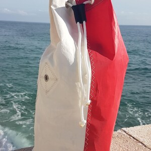 Recycled Sailcloth Backpack: Upcycled Rucksack Sail Bag, Back Pack Sailbag, Duffle Bag, Nautical Shoulder 33L image 7