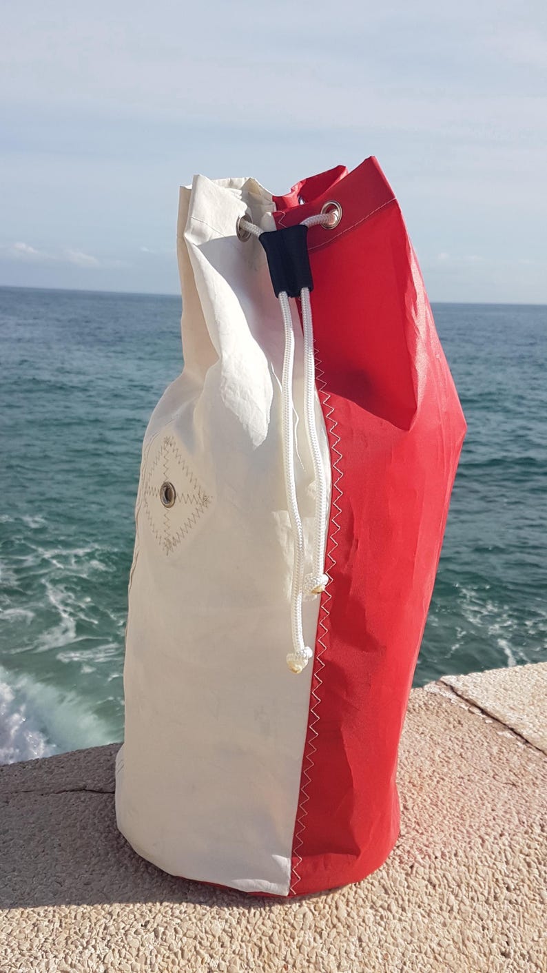 Recycled Sailcloth Backpack: Upcycled Rucksack Sail Bag, Back Pack Sailbag, Duffle Bag, Nautical Shoulder 33L image 7