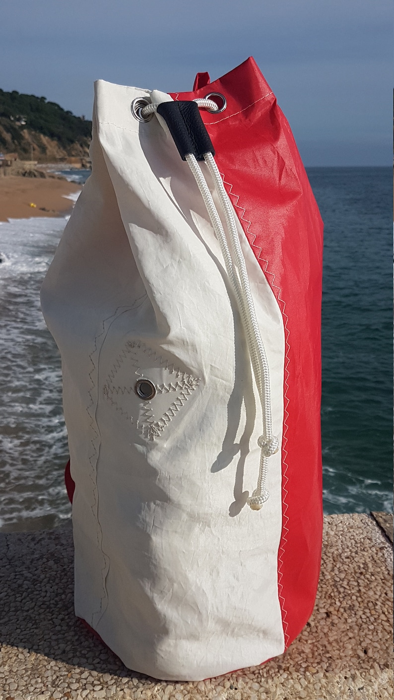 Recycled Sail Duffle Bag, Nautical Backpack, Sailcloth Duffle, Shoulder Sailbag 33 L, Beach Duffle Bag by Aqualata