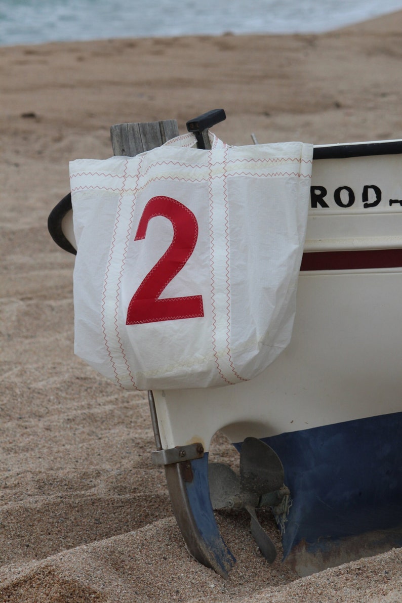 Nautical Beach Tote, Recycled Sail Handbag, Personalized Beach Totebag, Sea Bag, Beach Bag, Handcrafted Sailbag, Strandtasche Recycelt image 6