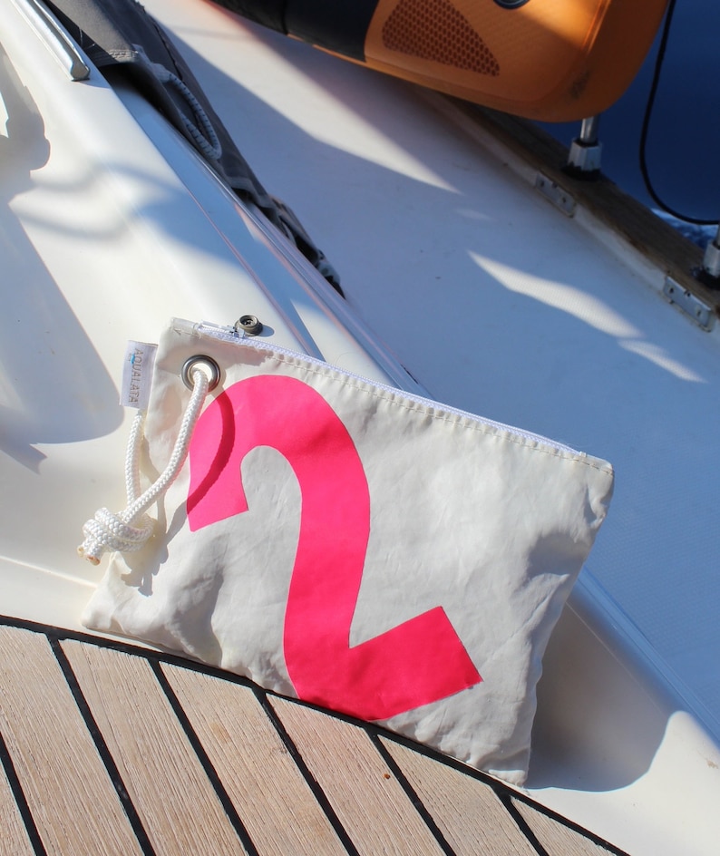 Toiletry Sail Bag, Recycled Nautical Purse, Personalized Sailbag, Nautica Segeltasche, Sailcloth Bag, Segeltuchtasche, Purse, Kosmetiktasche image 4