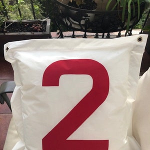 Nautical Pillow Cover, Sail Cloth Cushion, Home Decor Cushion, Sailcloth Cushion, Monogrammed Pillow, Number Cloth Pad image 6