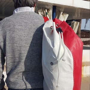 Backpack Recycled Sail Bag, Upcycled Sail Rucksack, Recycled Sail Duffle Bag, Nautical Backpack, Sailcloth Duffle, Shoulder Sailbag 33 L, Beach Duffle Bag by Aqualata