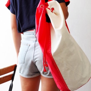 Backpack Recycled Sail Bag, Upcycled Sail Rucksack, Recycled Sail Duffle Bag, Nautical Backpack, Sailcloth Duffle, Shoulder Sailbag 33 L by Aqualata