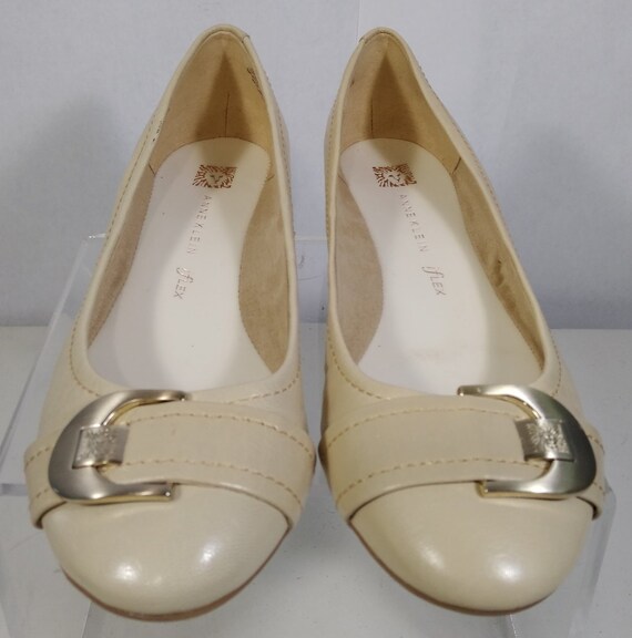 beige low wedges