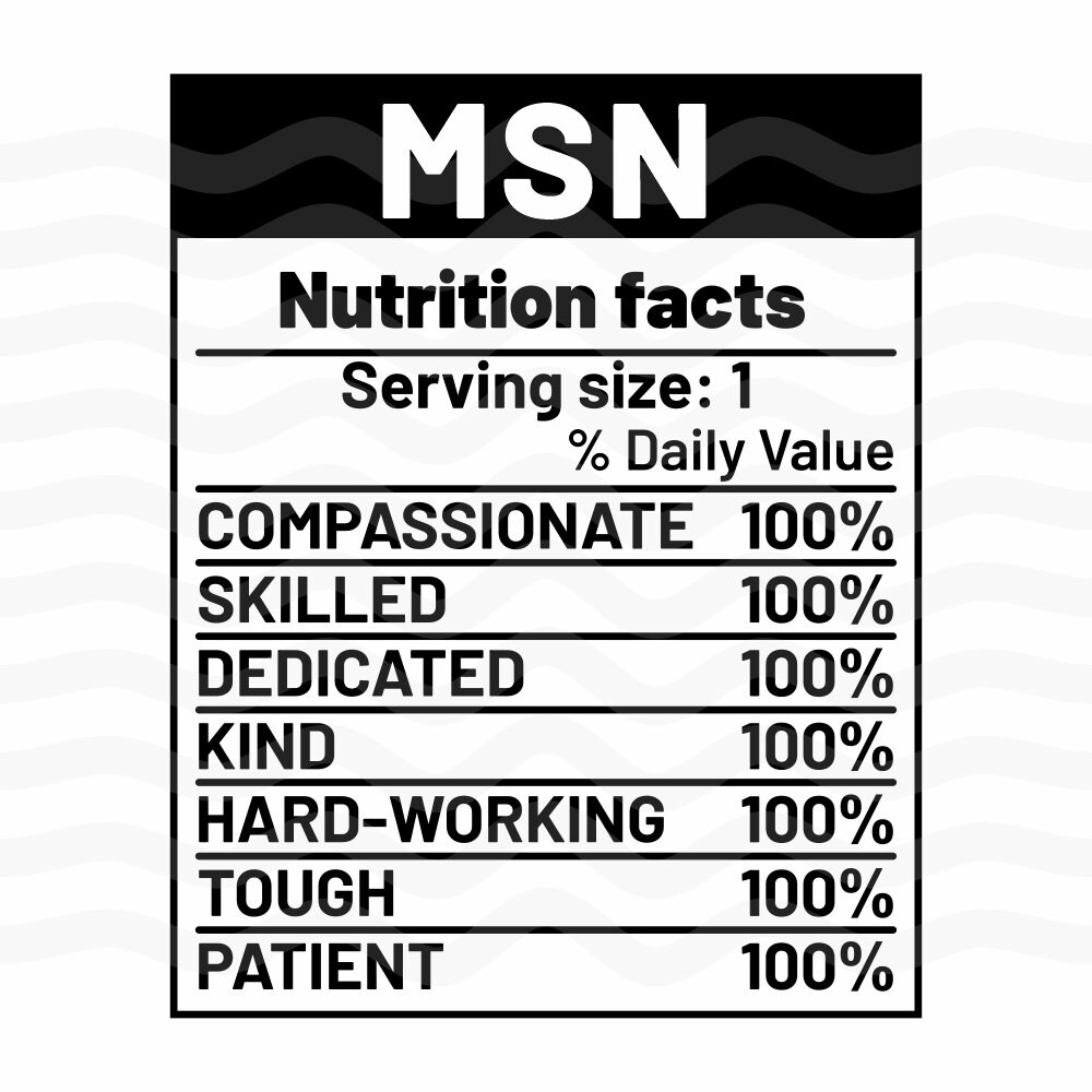 Msn Nutrition Facts Nurse Cut File Nursing Svg File Funny Etsy