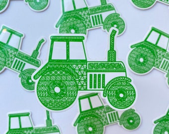 Tractor Sticker, Tractor, Kids Sticker, Kid, Child, Green Sticker, Zentangle, Waterproof Sticker, Custom Sticker, Hydroflask Sticker, Farmer