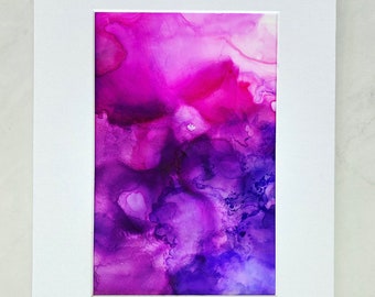 PINK GENIE, Fluid Painting, Alcohol Ink Painting, Abstract Painting, Abstract Art, Abstract Art, Matted Painting, Home & Office Decor