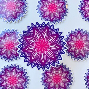 Mandala Sticker, Mandala, Waterproof Sticker, Water Resistant, Die Cut Sticker, Custom Sticker, Hand Drawn Sticker, Hydroflask Sticker