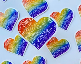Rainbow Heart Zentangle Sticker, Rainbow, LGBTQ, Pride, Zentangle Sticker, Pride Sticker, LGBTQ, Waterproof Sticker, Hydroflask Sticker