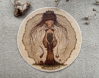 Sticker Origine festival illustration . connecting earth tribes . root ancient handcrafts and music . local medicine plants . ink watercolor