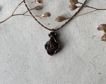 Raw Ammonite Fossil Necklace - Handmade Copper Wire Wrapped Pendant