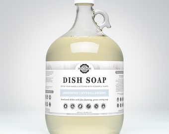 Soap by Rustic Strength | Dish Soap | Antique Style Glass Bottles | Soap for Dish  Washing | Essential Oils | 128oz
