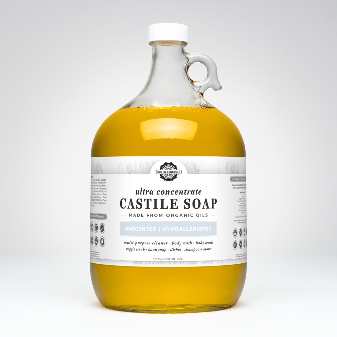 Castile Soap by Rustic Strength Ultra Concentrate Antique Glass Bottle Multipurpose Soap