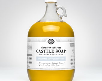 Castile Soap by Rustic Strength | Ultra Concentrate | Antique Glass Bottle | Multi-purpose soap | Unscented