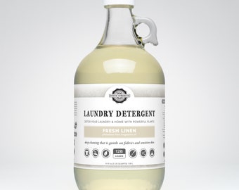 Liquid Laundry Detergent by Rustic Strength | Antique Style Glass Bottles | Soap for Sensitive Skin | Scented | 64oz