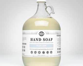Hand Soap by Rustic Strength | Soap for Sensitive Skin | Antique Style Glass Bottle | Essential Oils | 128oz