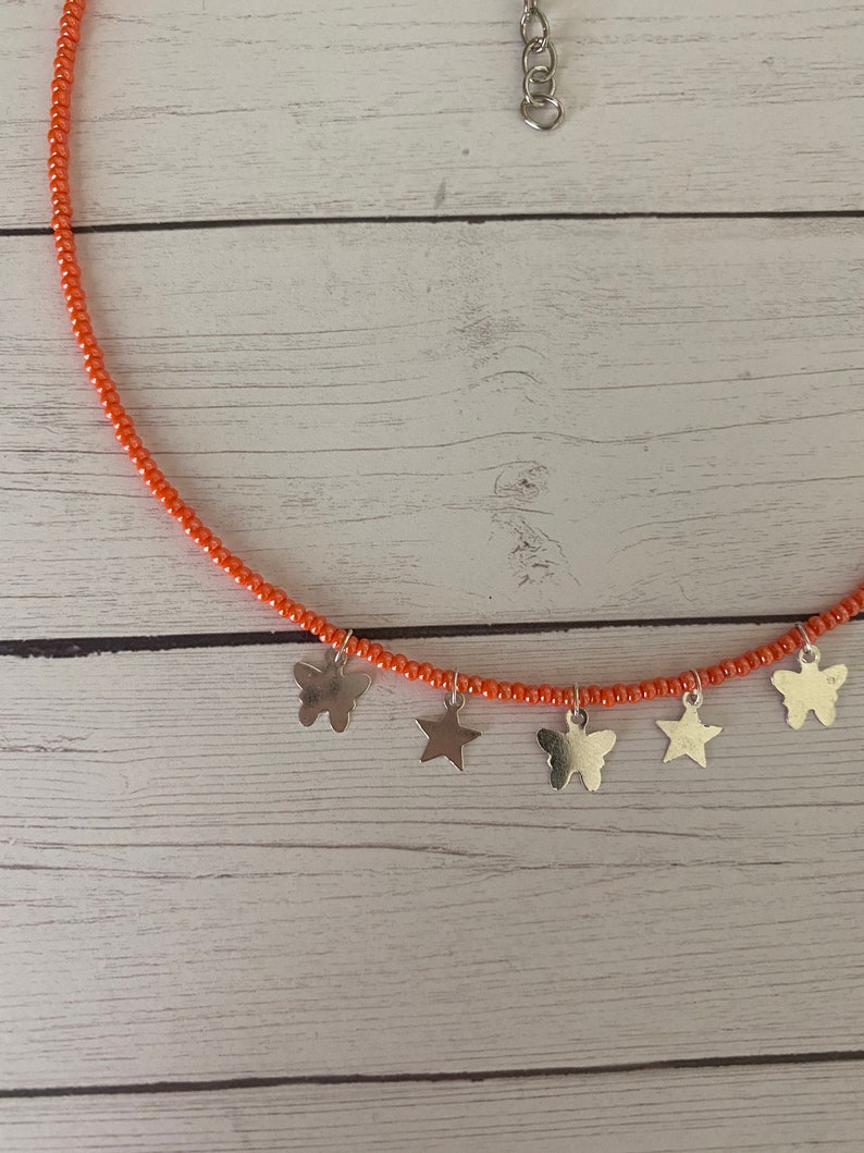 Star and butterfly seed bead necklace