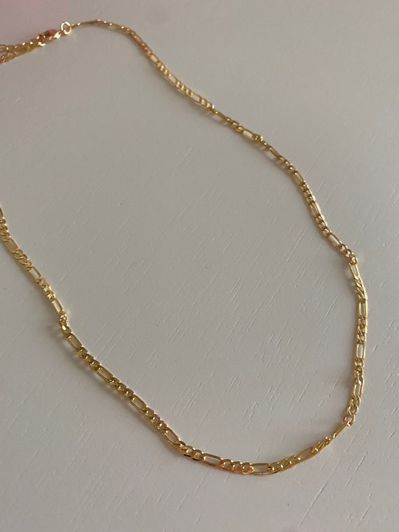 24K Shiny gold curb chain necklace | Etsy