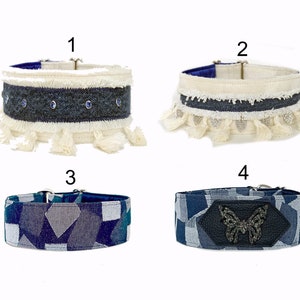 Dog Collar Jeans and Satin, width 5 cm, length 30-40, 35-45 cm for Greyhound, Ibizan, Pharaoh, Sloughi, Afghan, Borzoi, Azawakh