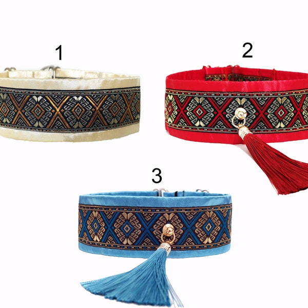 Dog Collar Satin Ribbon Beige, Red, width 5 cm, length 25-35, 30-40, 35-45 cm Saluki, Greyhound, Ibizan, Pharaoh, Sloughi, Afghan, Borzoi