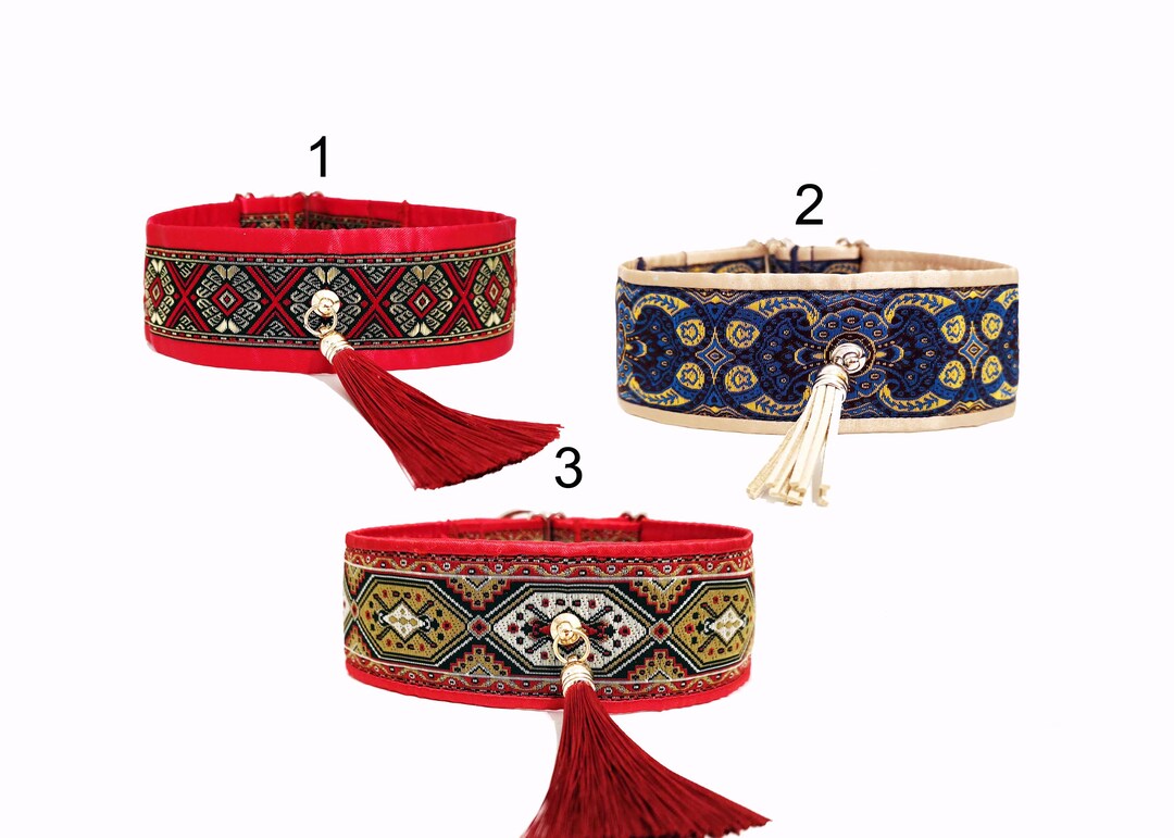 Pharaoh Ribbon Dog Collar Satin Ribbon Beige, Red, Width 5 Cm, Length 25-35, 30-40, 35 ...