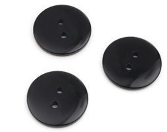 15 boutons 20 mm ronds en résine noire