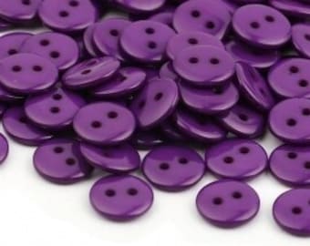 20 boutons 10 mm résine rond violet