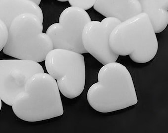 20 * Heart buttons 17 mm white acrylic
