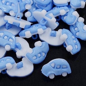 24 car buttons 17 mm (0.67 inch) light blue white acrylic