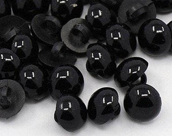 20 * Buttons 11 mm (0.43 inch) round hemisphere black acrylic