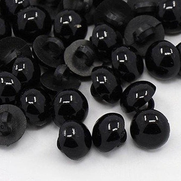 20 * Buttons 11 mm (0.43 inch) round hemisphere black acrylic