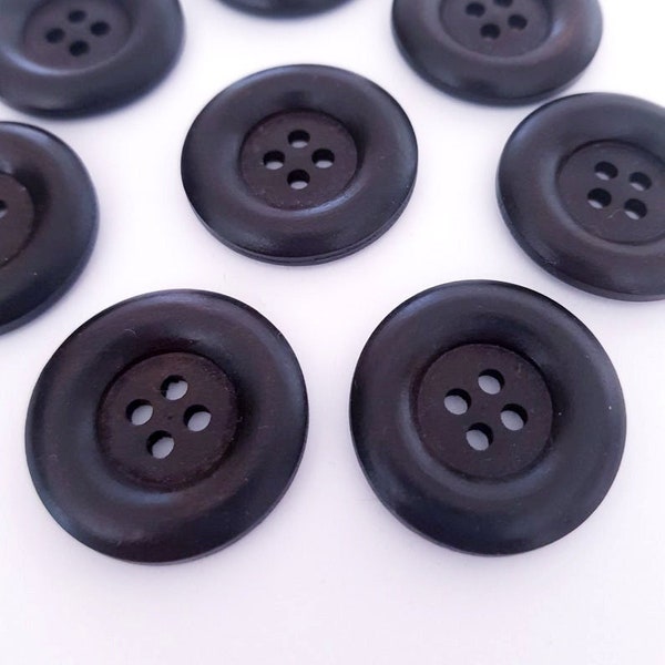 8 wooden buttons 30 mm (1.2 inch) round dark brown