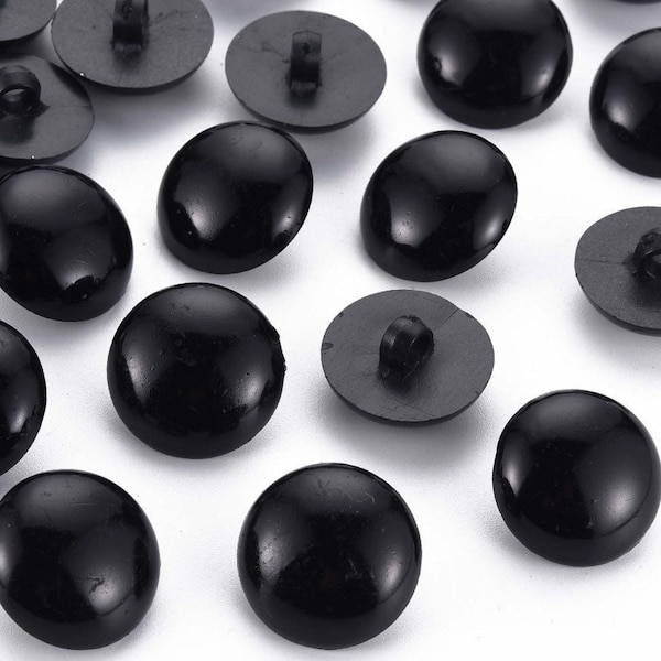 10 * Buttons 20 mm (0.8 inch) round hemisphere black acrylic