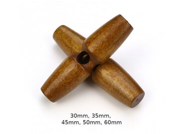 8 XL Holz-Knöpfe 30 mm, 35 mm, 45 mm, 50 mm, 60 mm, lang Holz braun