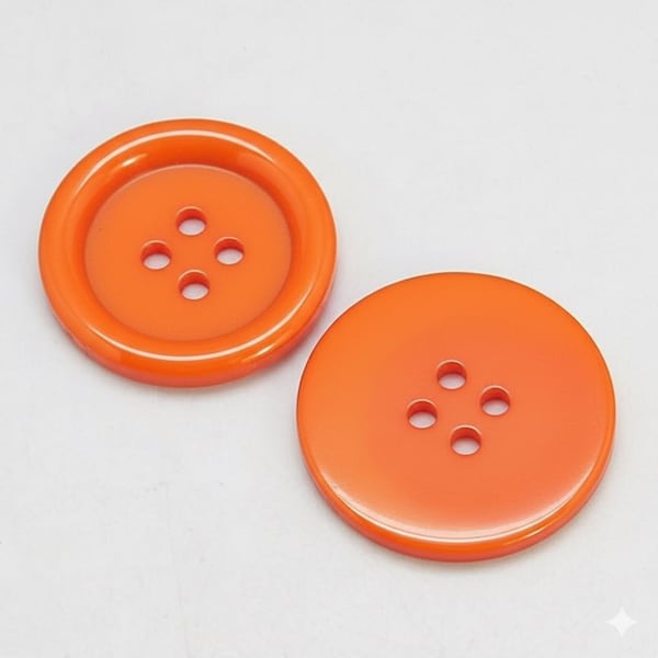 15 knappar, 25 mm, orange, runda, harts