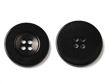 10 * Buttons 30mm black round resin