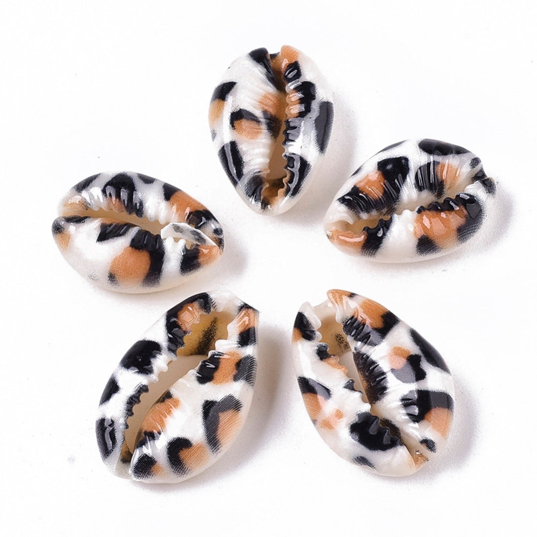 Leopard Cowrely Shell Buy 20 Cowrie Shells, Shell Beads, Light Brown, White, Black, Leopard ...