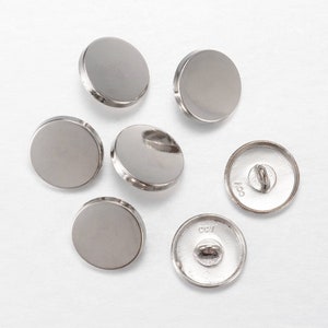 10 * Metal buttons 15 mm (0.6 inch) silver round